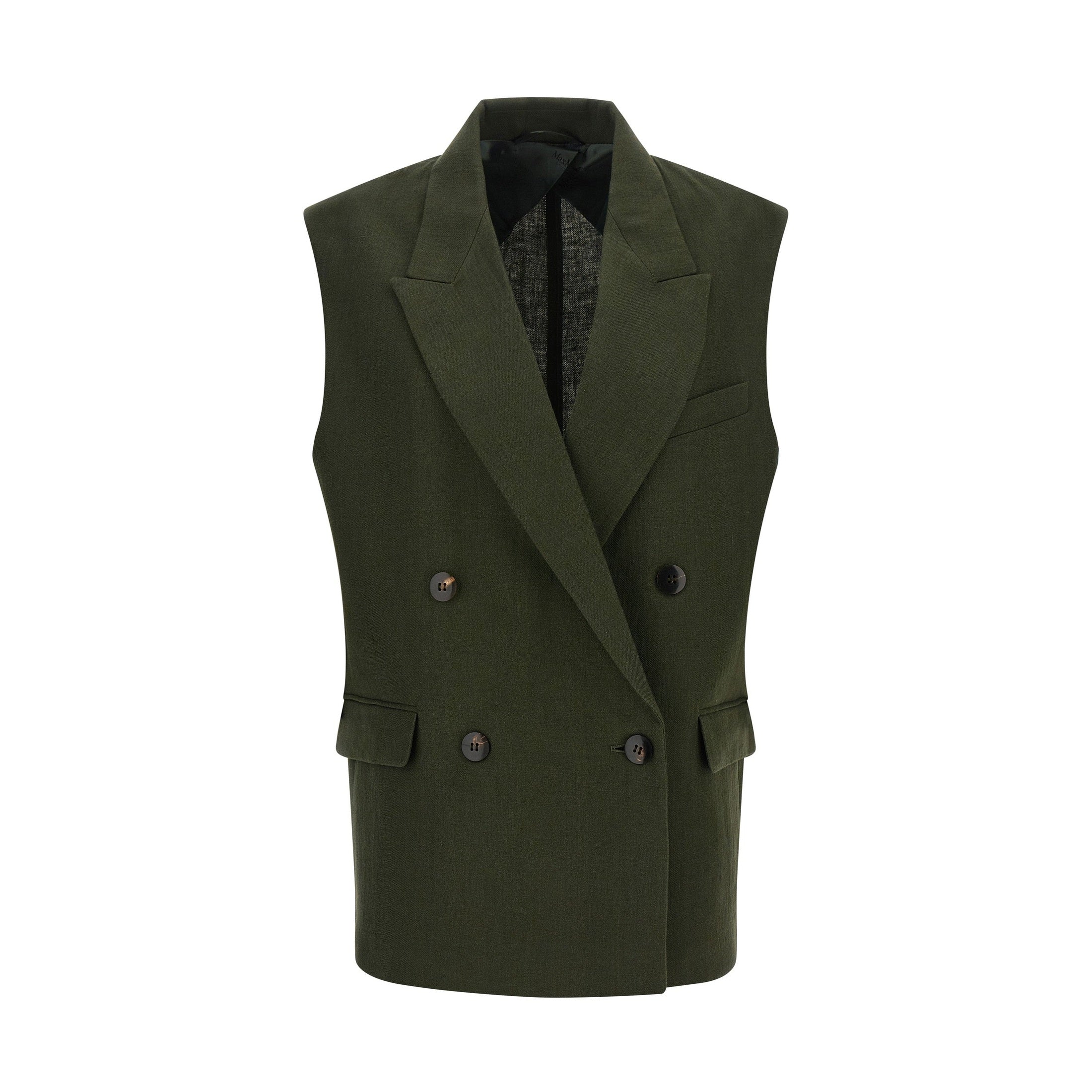 Max Mara Bicolor Linen Sleeveless Jacket