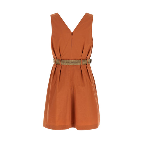 Brunello Cucinelli Orange Cotton Short Dress