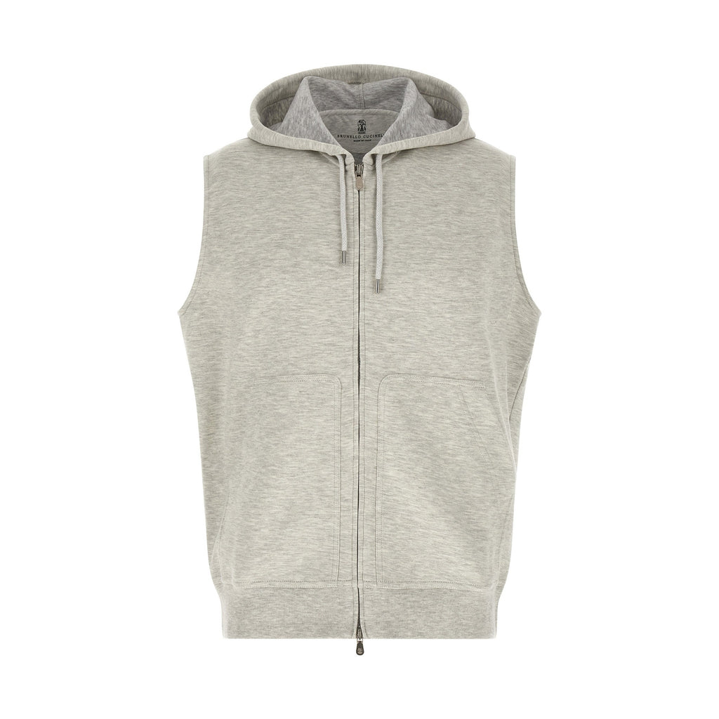 Brunello Cucinelli Gray Cotton Sleeveless Jacket