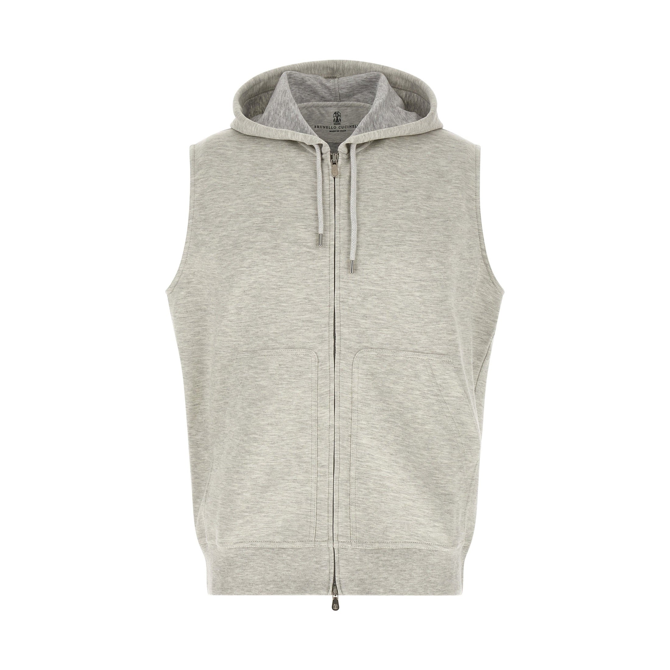 Brunello Cucinelli Gray Cotton Sleeveless Jacket
