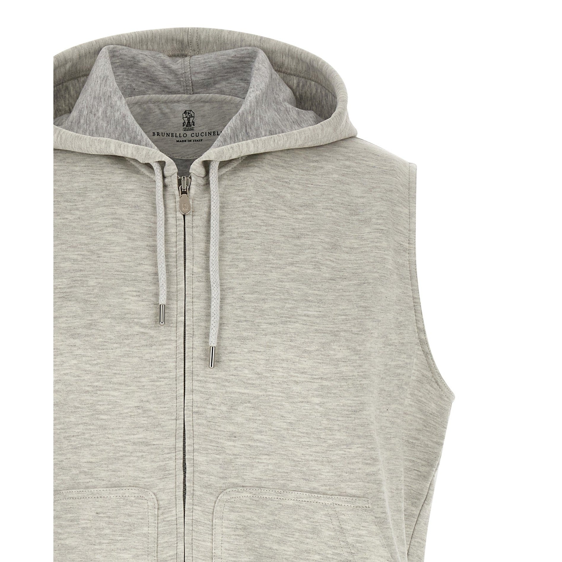 Brunello Cucinelli Gray Cotton Sleeveless Jacket