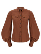 Brunello Cucinelli Brown Cotton Blouse