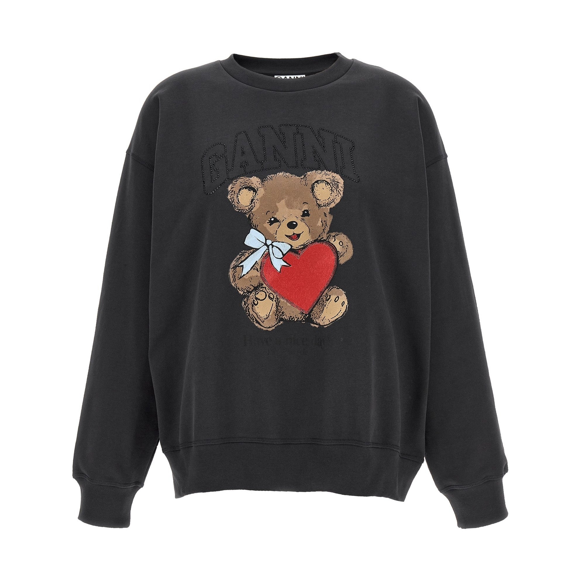 Ganni Black Organic Cotton Sweatshirt