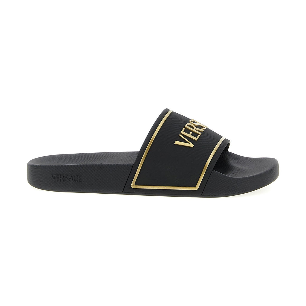 Versace Black Polyurethane Slides