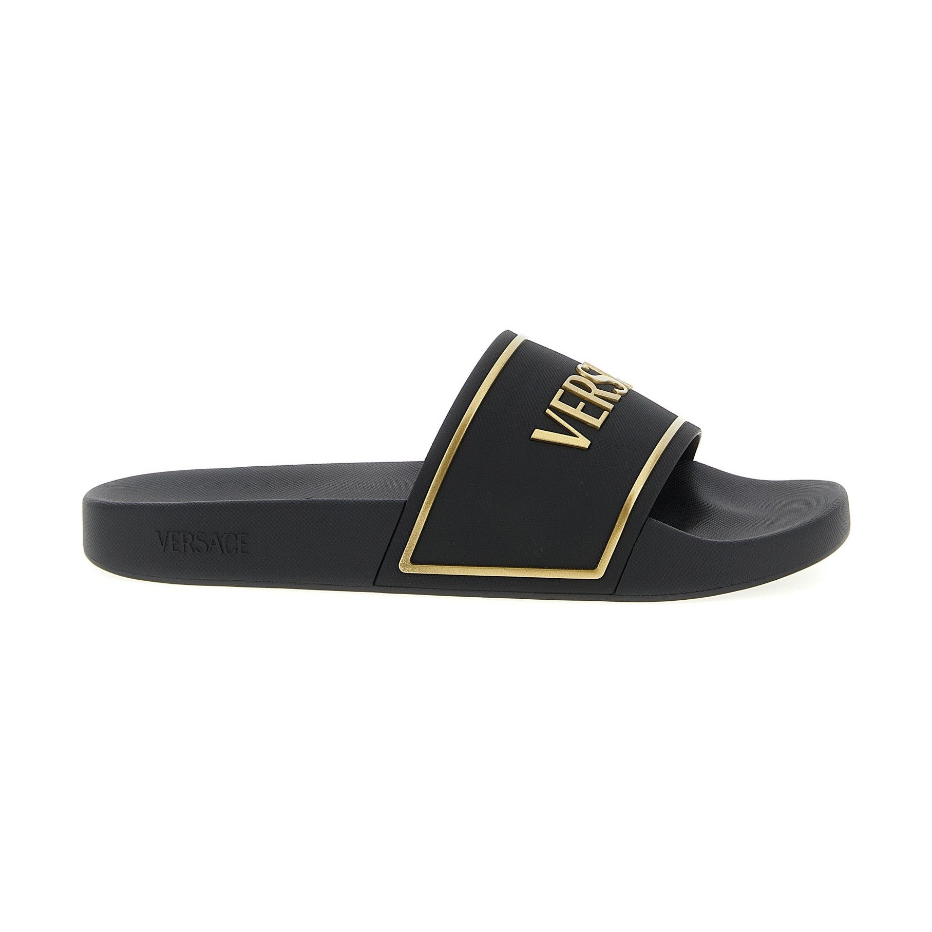 Versace Black Polyurethane Slides