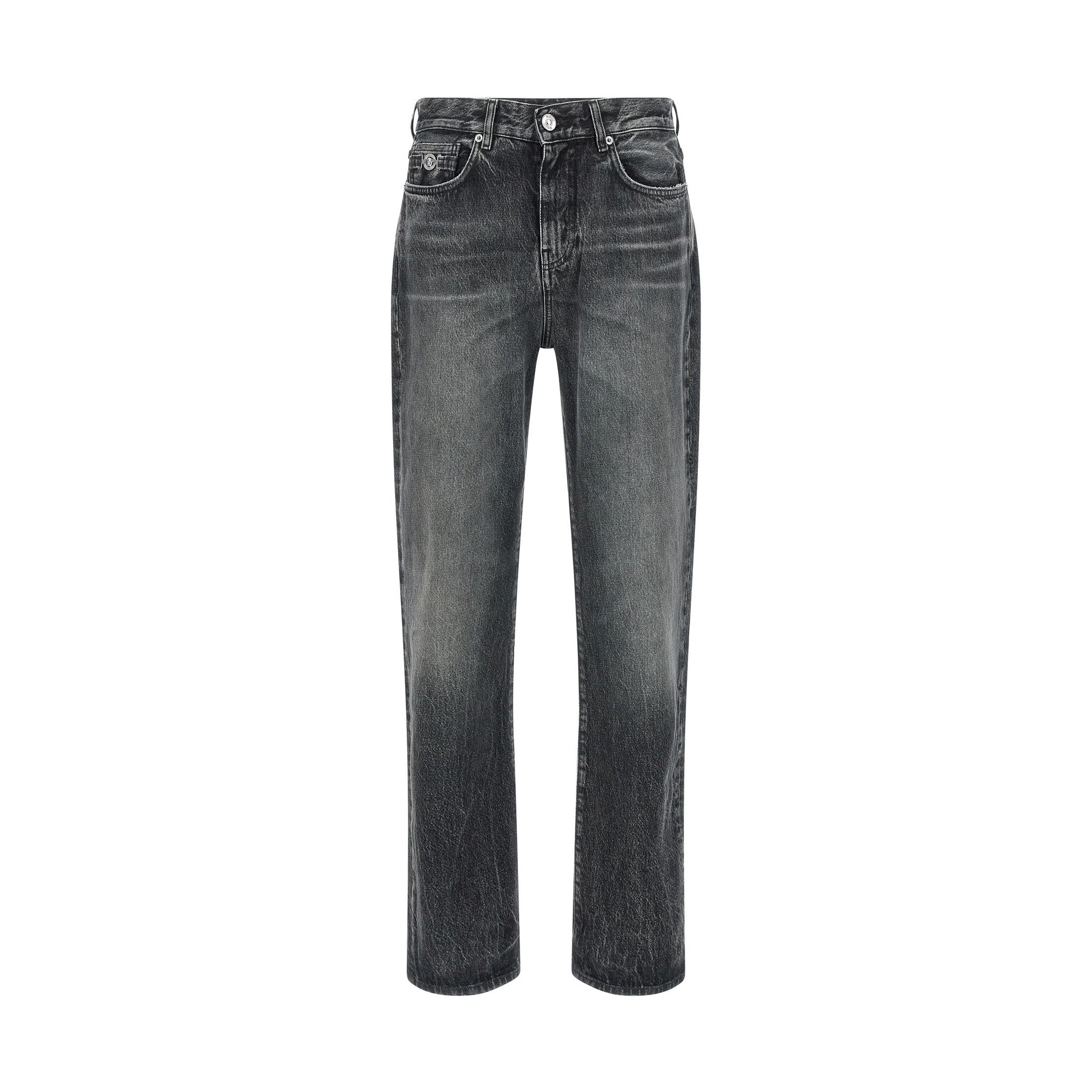 Versace Gray Cotton Straight-Leg Jeans