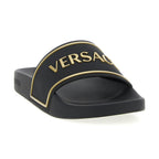 Versace Black Polyurethane Slides
