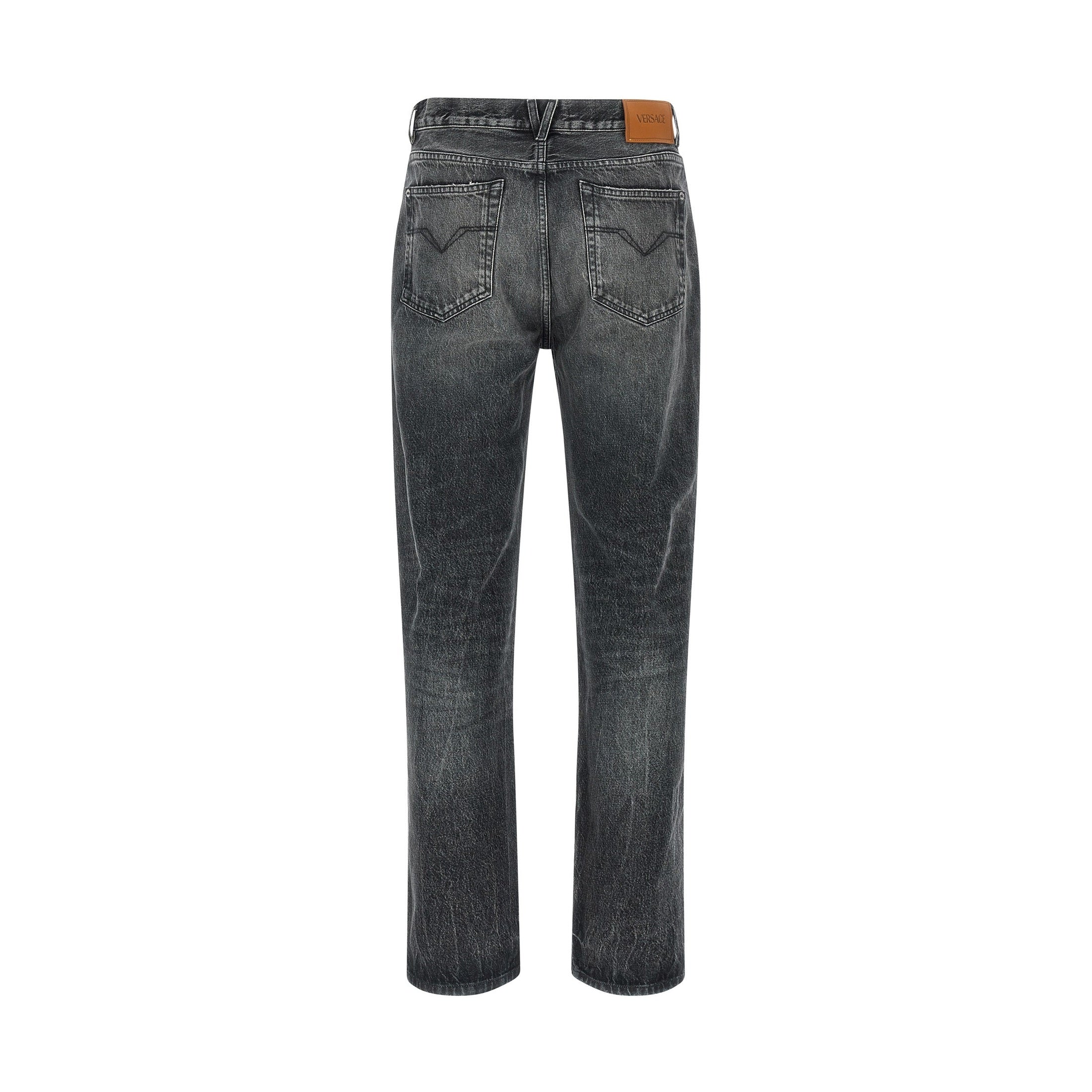 Versace Gray Cotton Straight-Leg Jeans