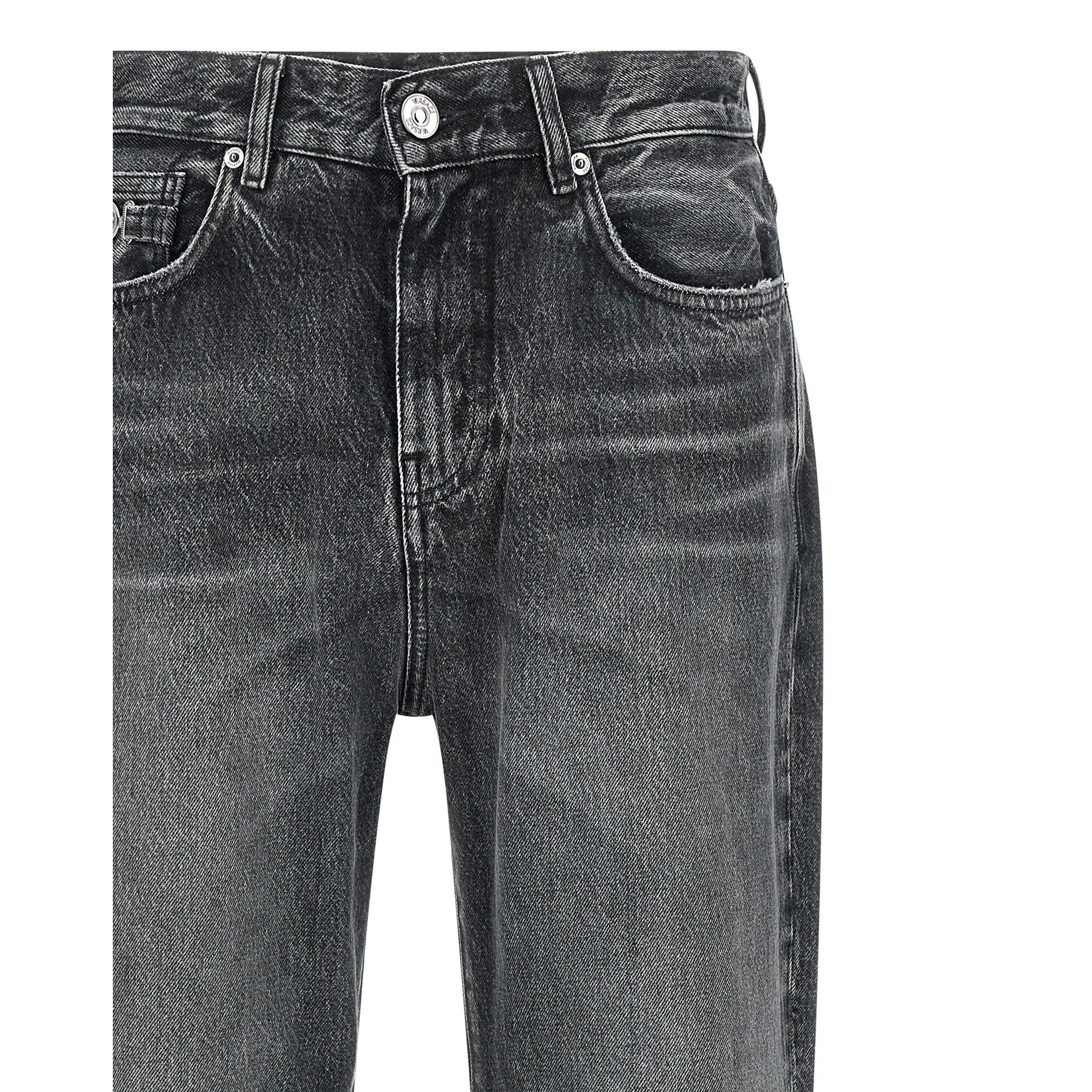 Versace Gray Cotton Straight-Leg Jeans