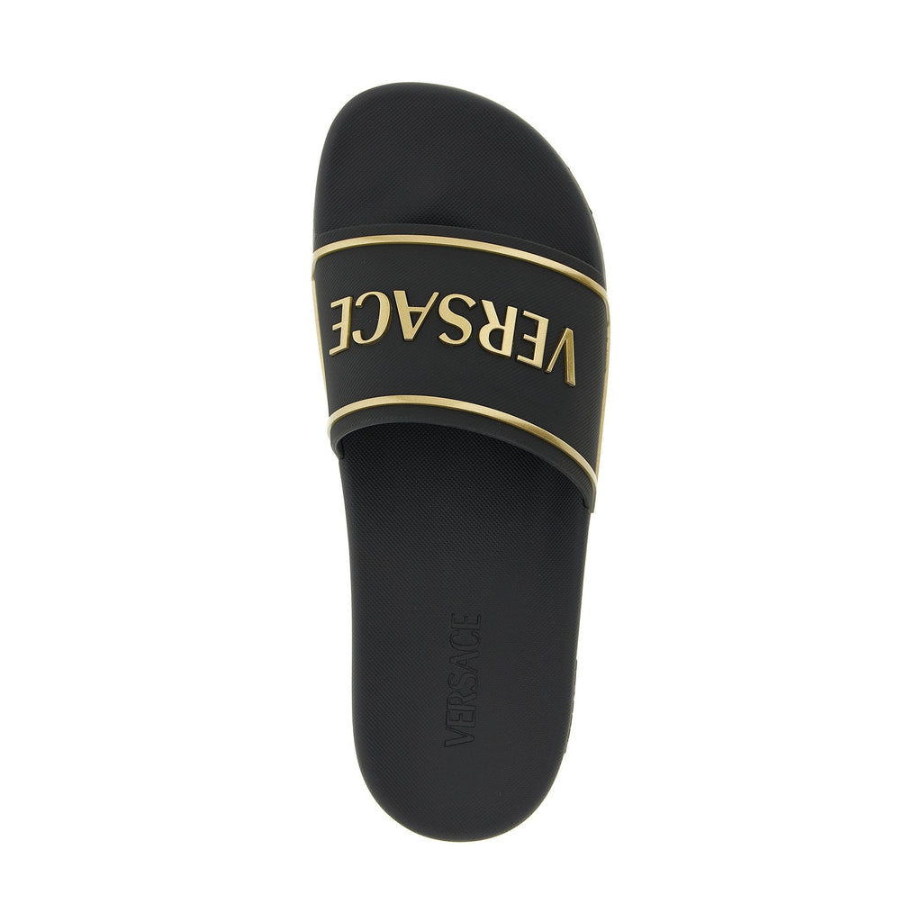 Versace Black Polyurethane Slides