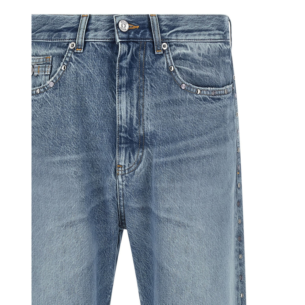 Versace Blue Cotton Straight-Leg Jeans