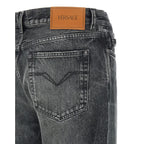 Versace Gray Cotton Straight-Leg Jeans