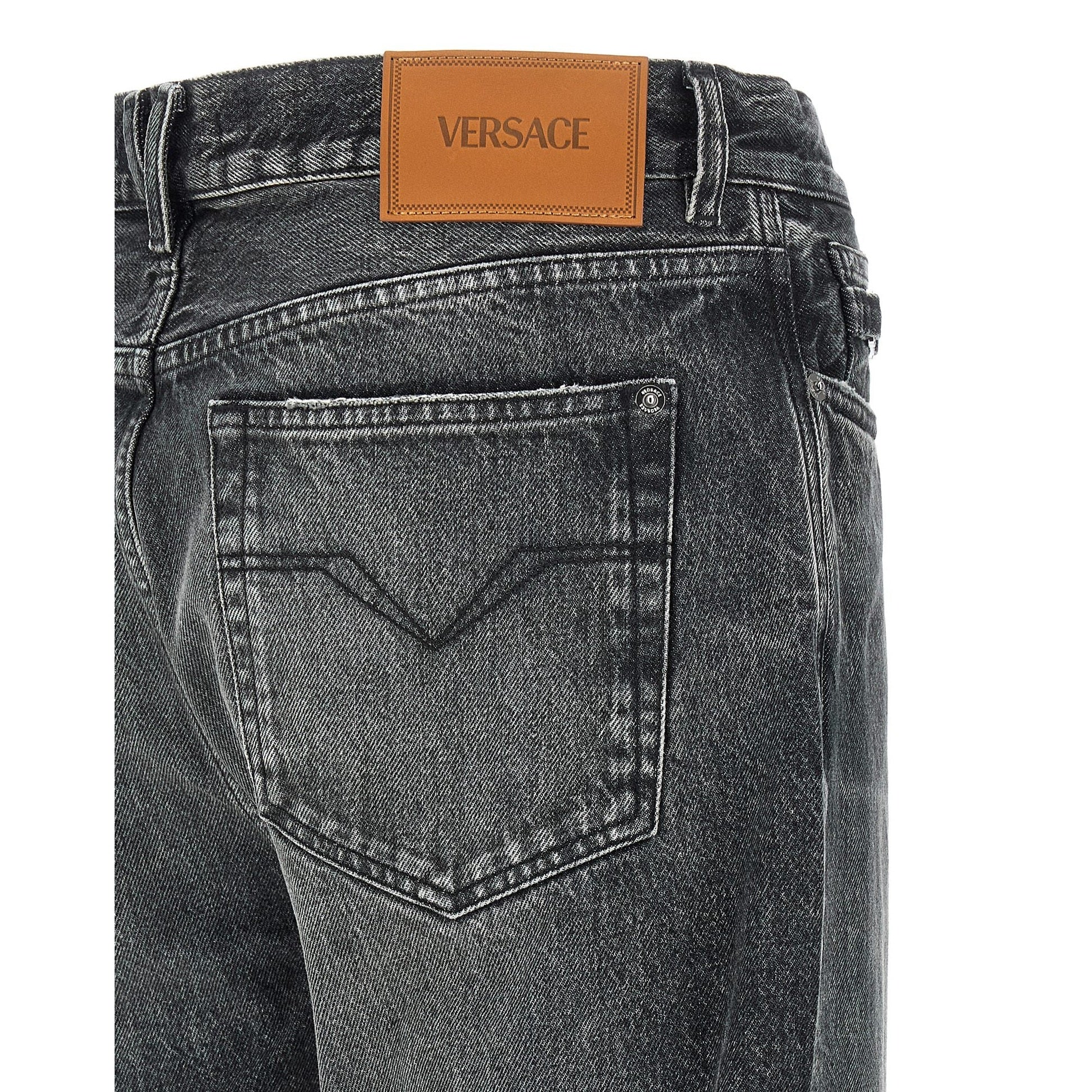 Versace Gray Cotton Straight-Leg Jeans