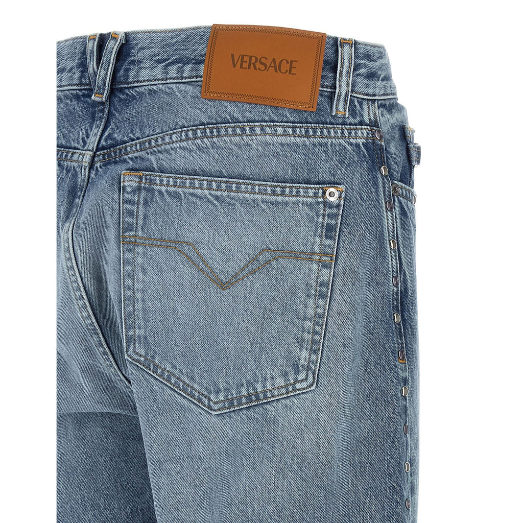 Versace Blue Cotton Straight-Leg Jeans