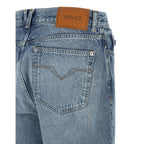 Versace Blue Cotton Straight-Leg Jeans