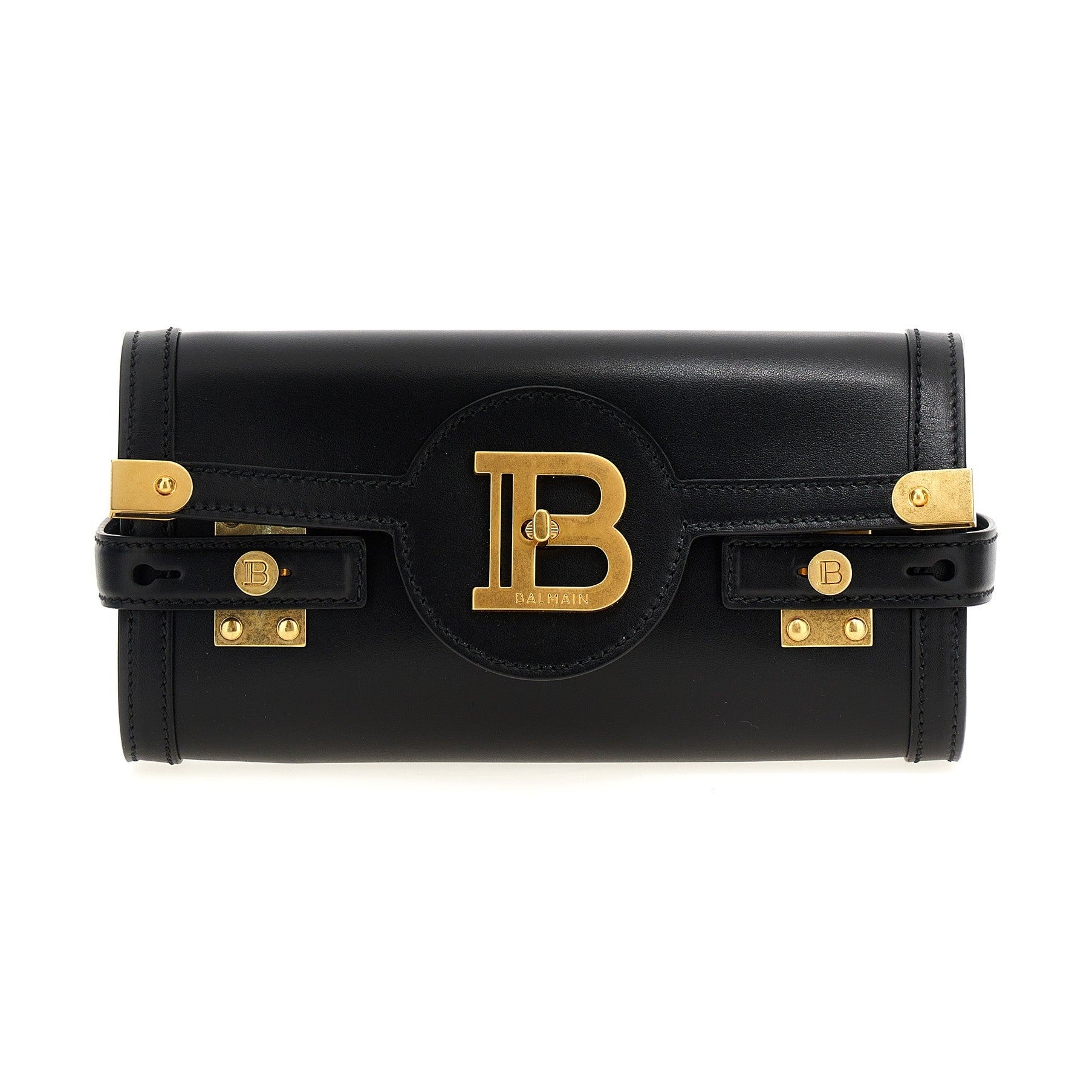 Balmain Black Calfskin Clutch Bag