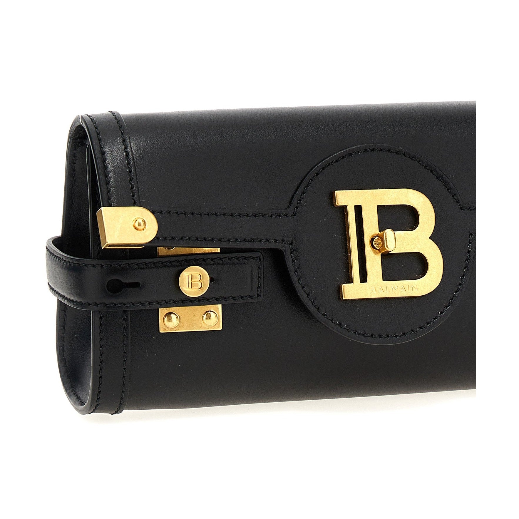 Balmain Black Calfskin Clutch Bag