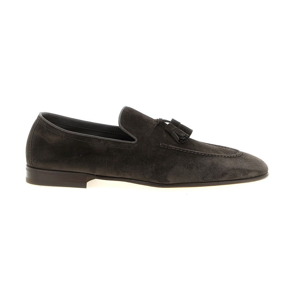Brunello Cucinelli Gray Calfskin Slip-On Loafers