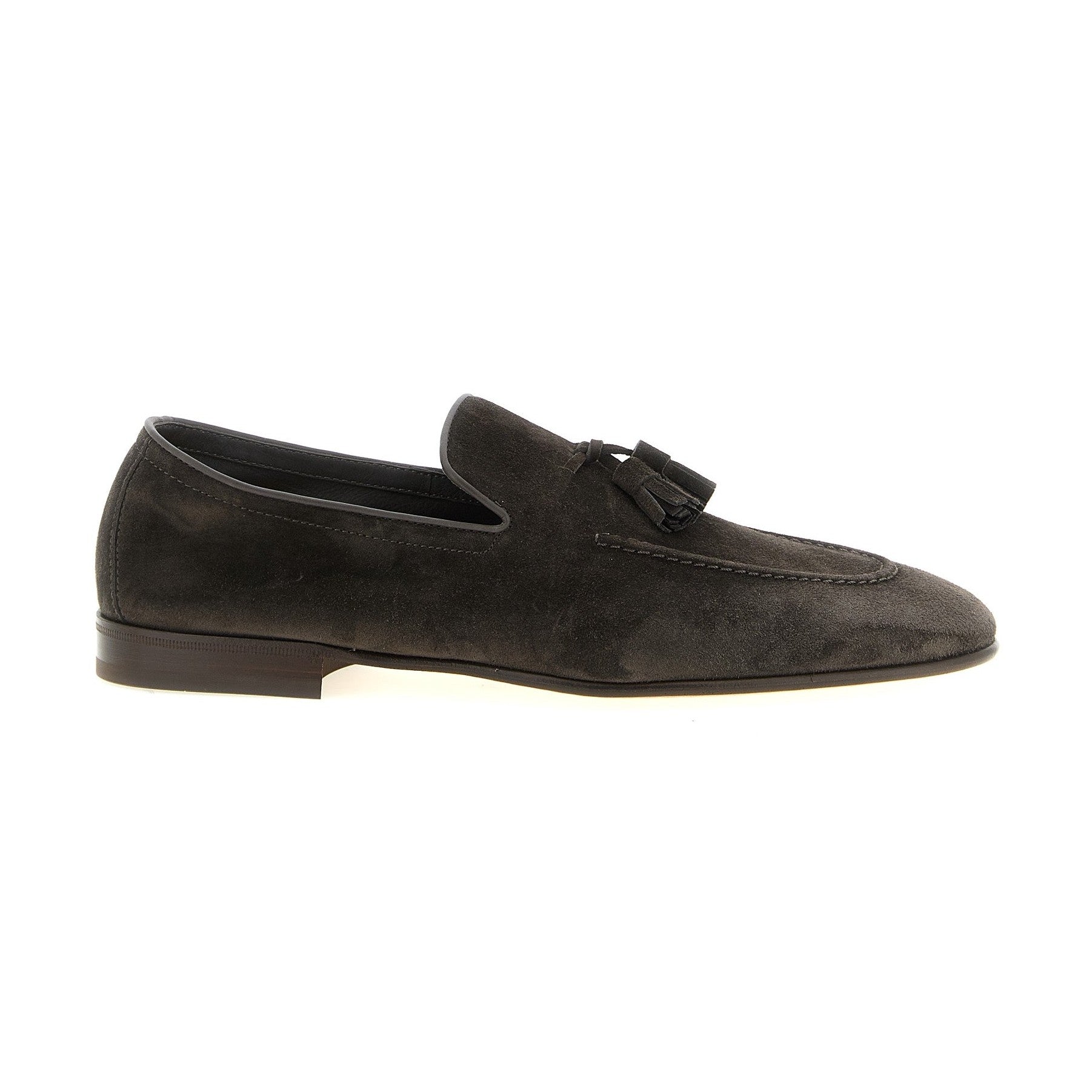 Brunello Cucinelli Gray Calfskin Slip-On Loafers