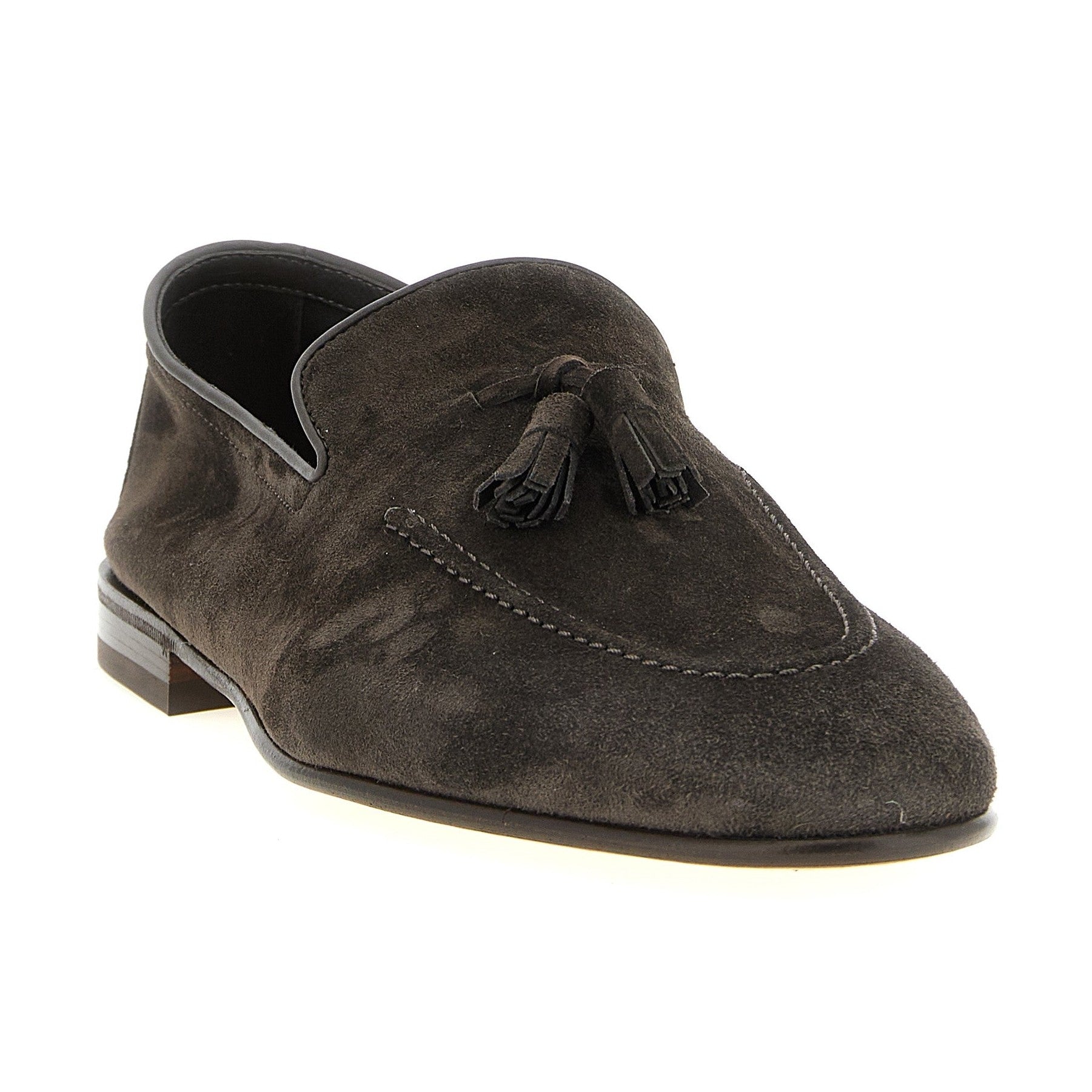 Brunello Cucinelli Gray Calfskin Slip-On Loafers