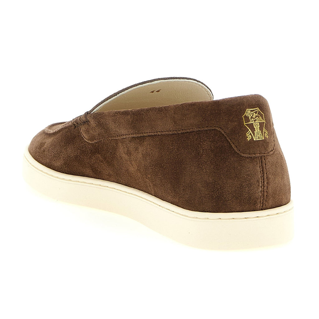 Brunello Cucinelli Brown Calfskin Slip-On Loafers
