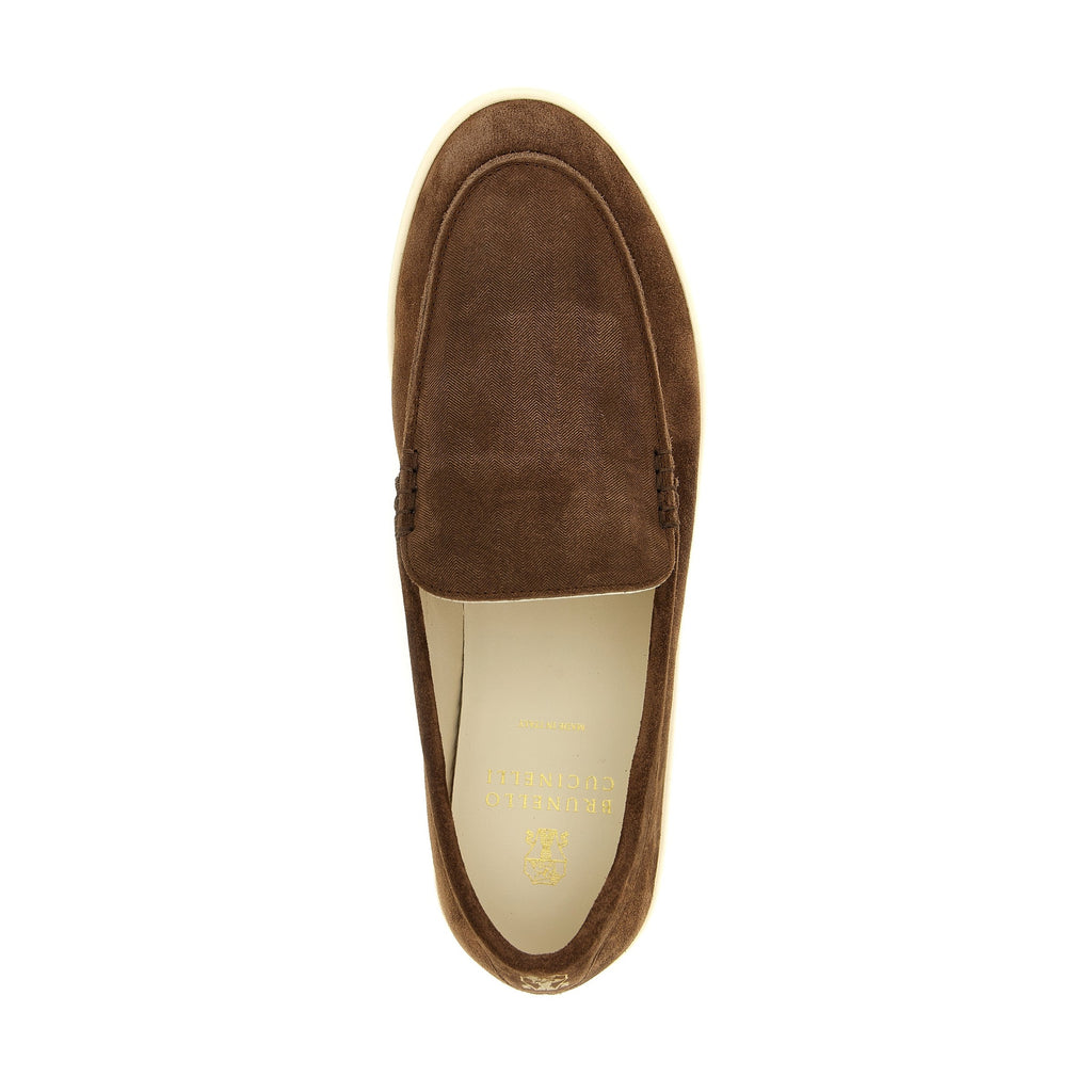 Brunello Cucinelli Brown Calfskin Slip-On Loafers