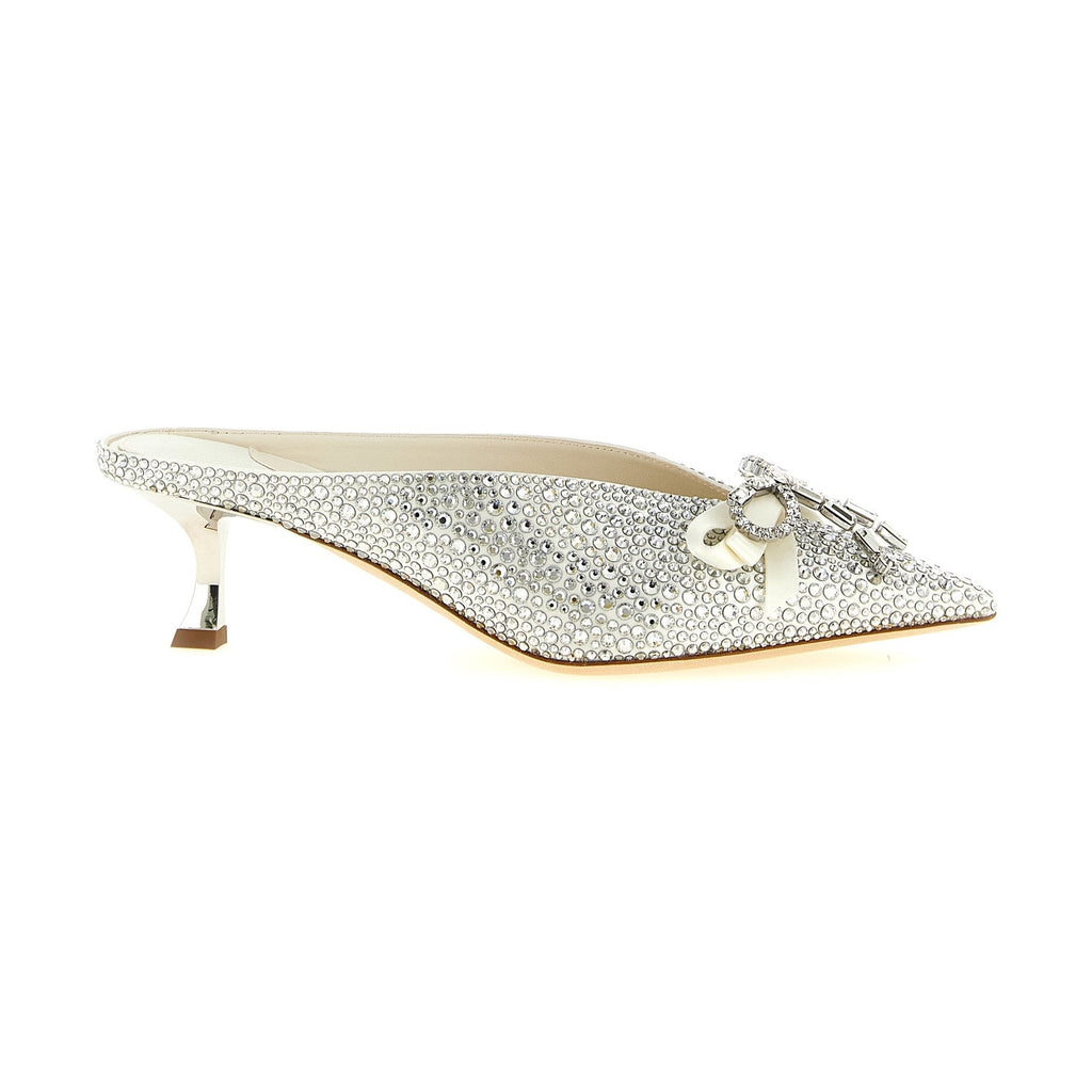 Jimmy Choo Silver Tencel Mid Heel Pumps
