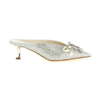Jimmy Choo Silver Tencel Mid Heel Pumps