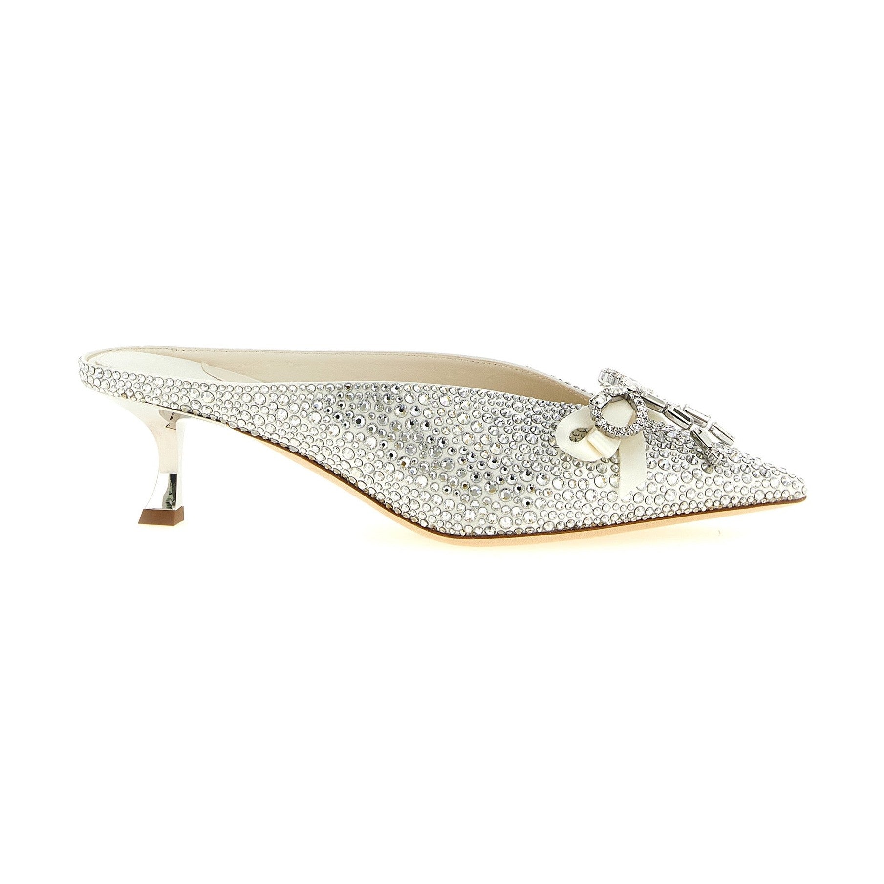 Jimmy Choo Silver Tencel Mid Heel Pumps