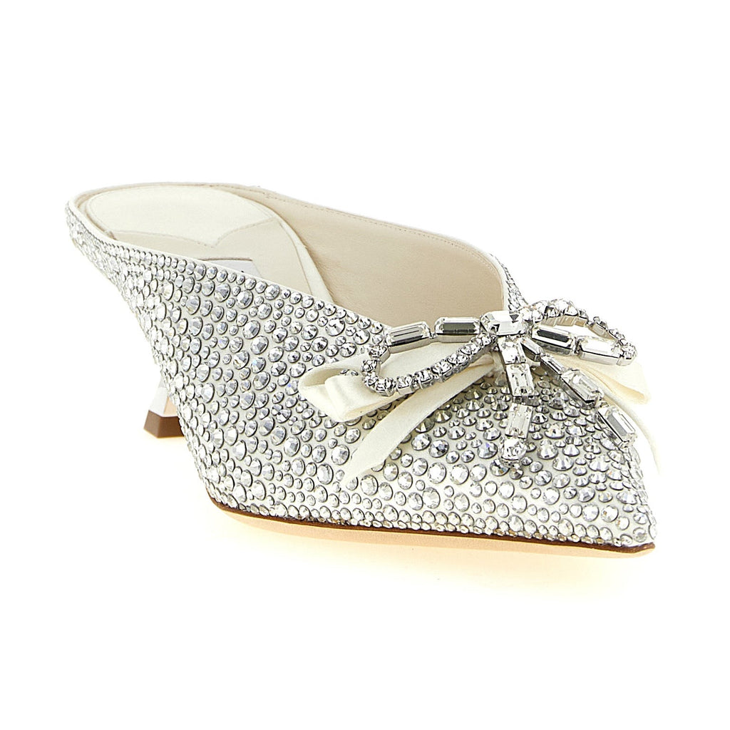 Jimmy Choo Silver Tencel Mid Heel Pumps