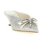 Jimmy Choo Silver Tencel Mid Heel Pumps