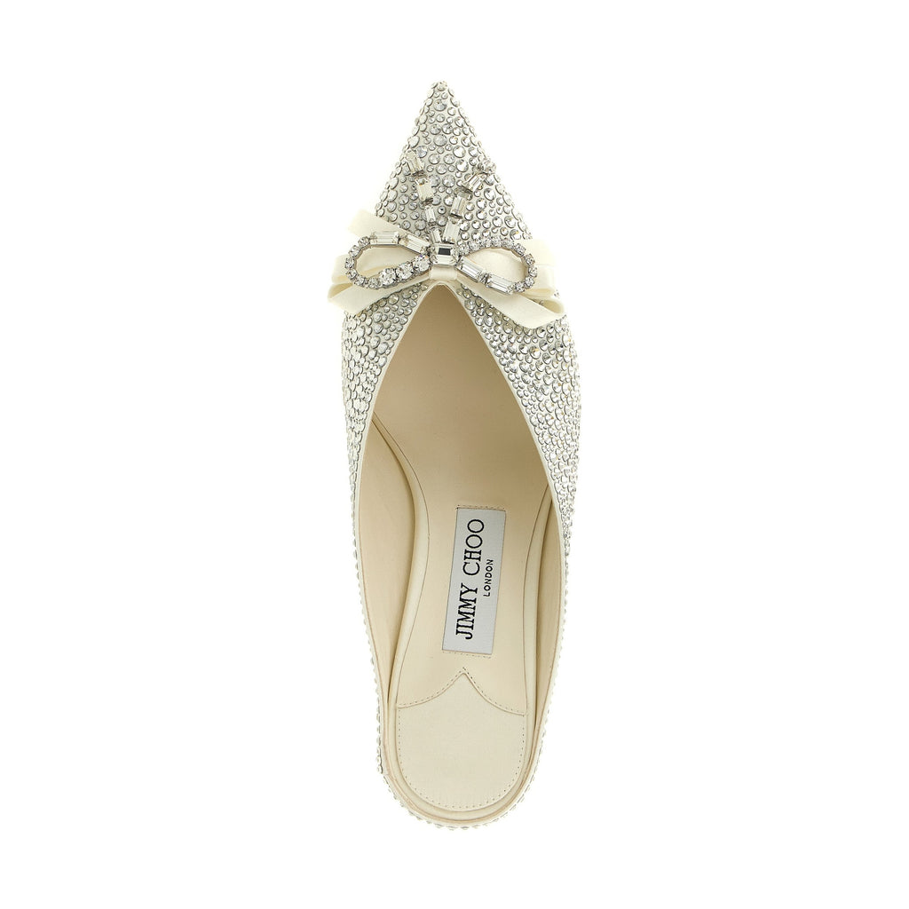 Jimmy Choo Silver Tencel Mid Heel Pumps