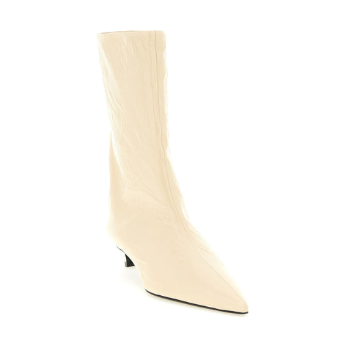 Beige Calfskin Ankle Boots