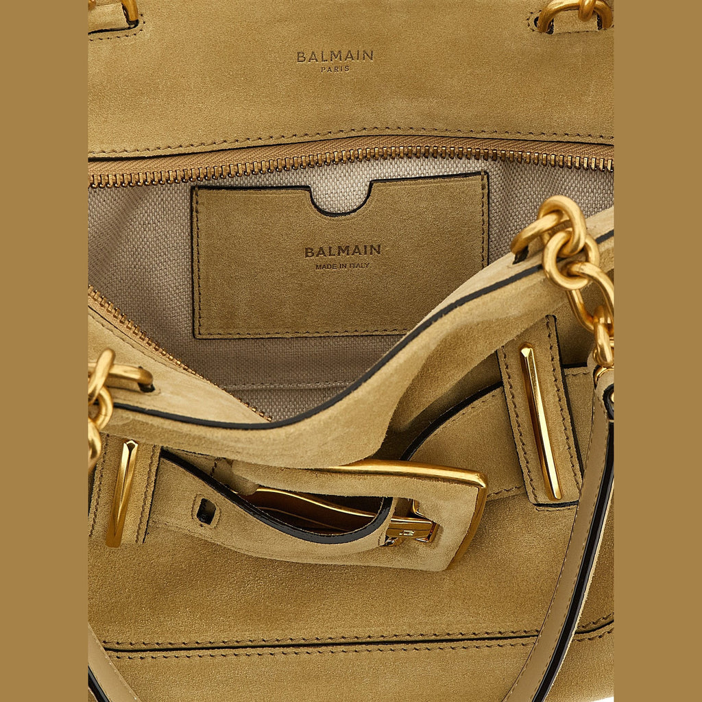 Balmain Beige Calfskin Shoulder Bag