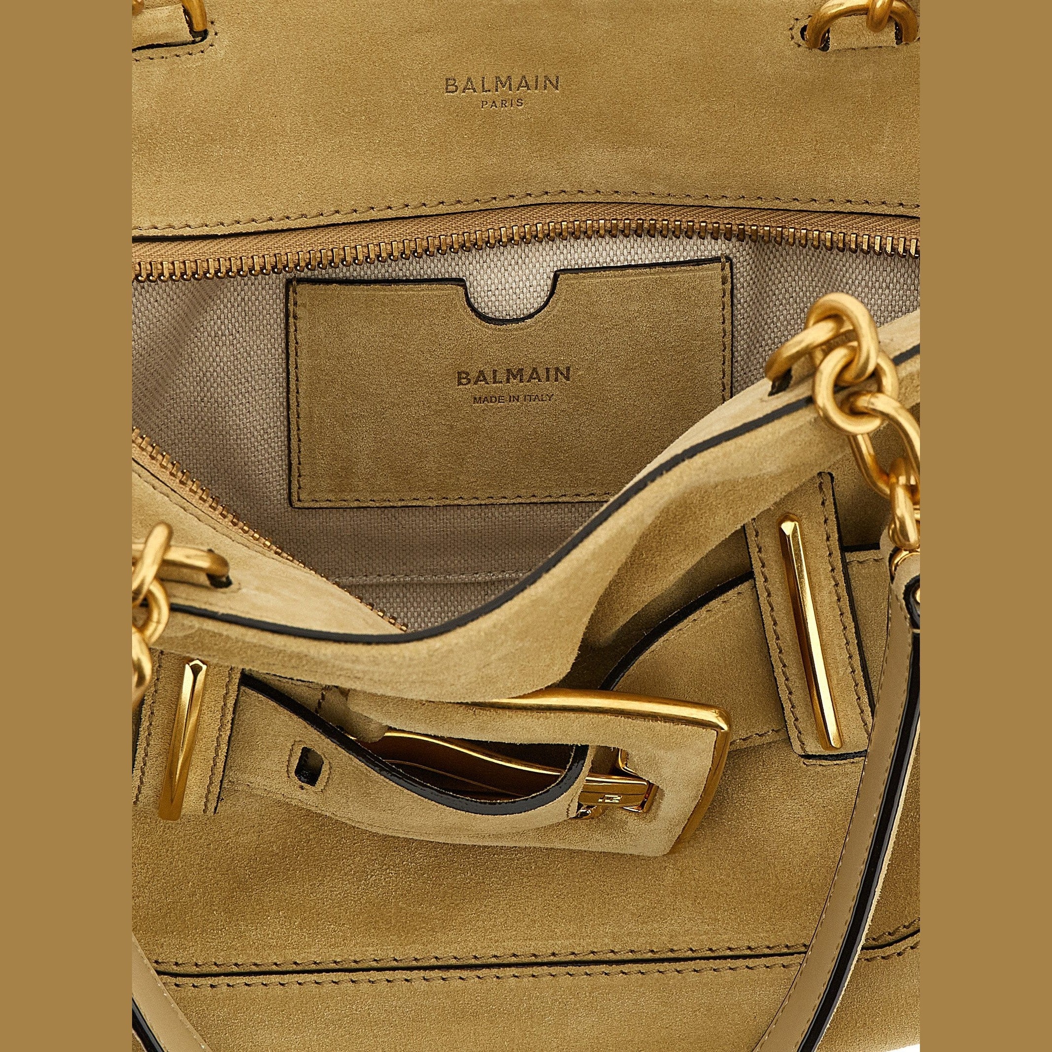 Balmain Beige Calfskin Shoulder Bag