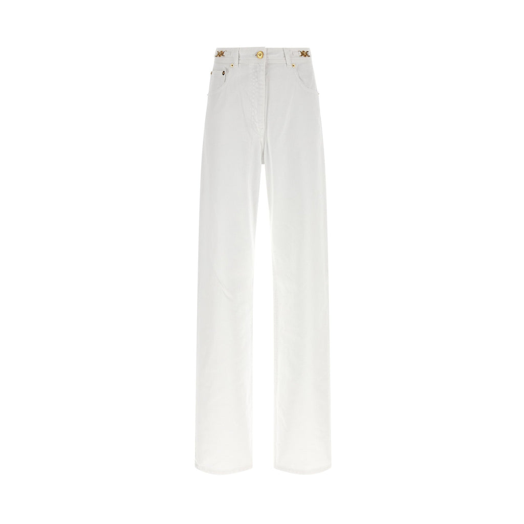 Versace White Cotton Straight-Leg Jeans