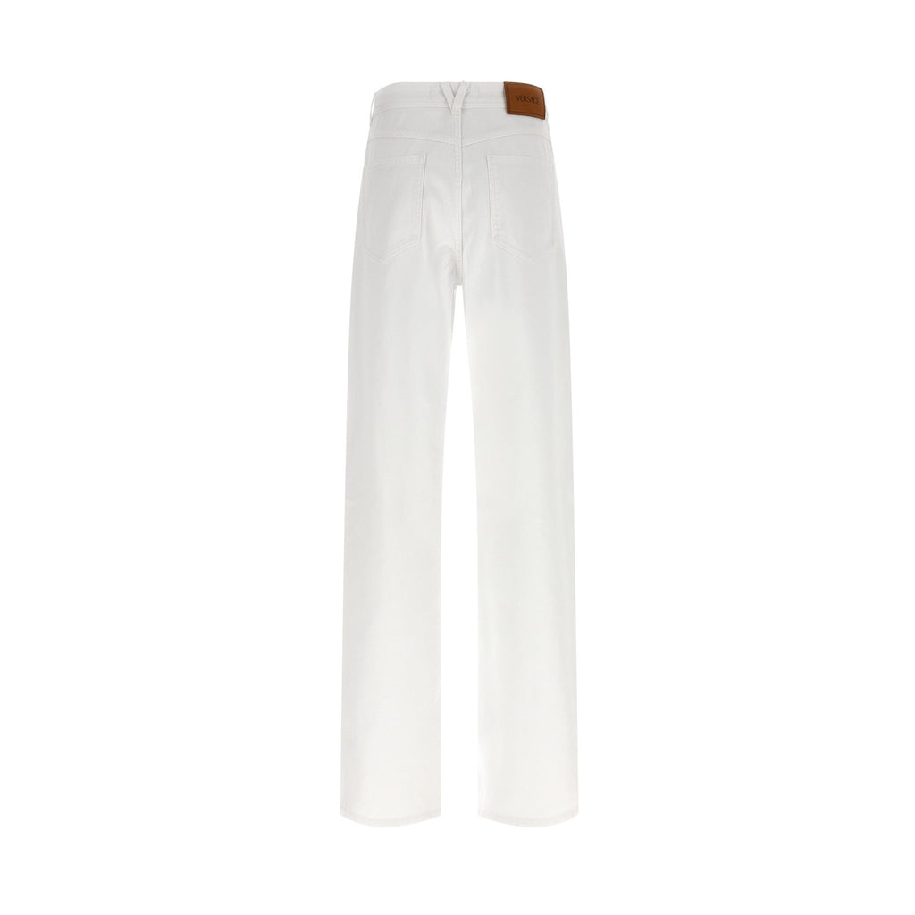 Versace White Cotton Straight-Leg Jeans