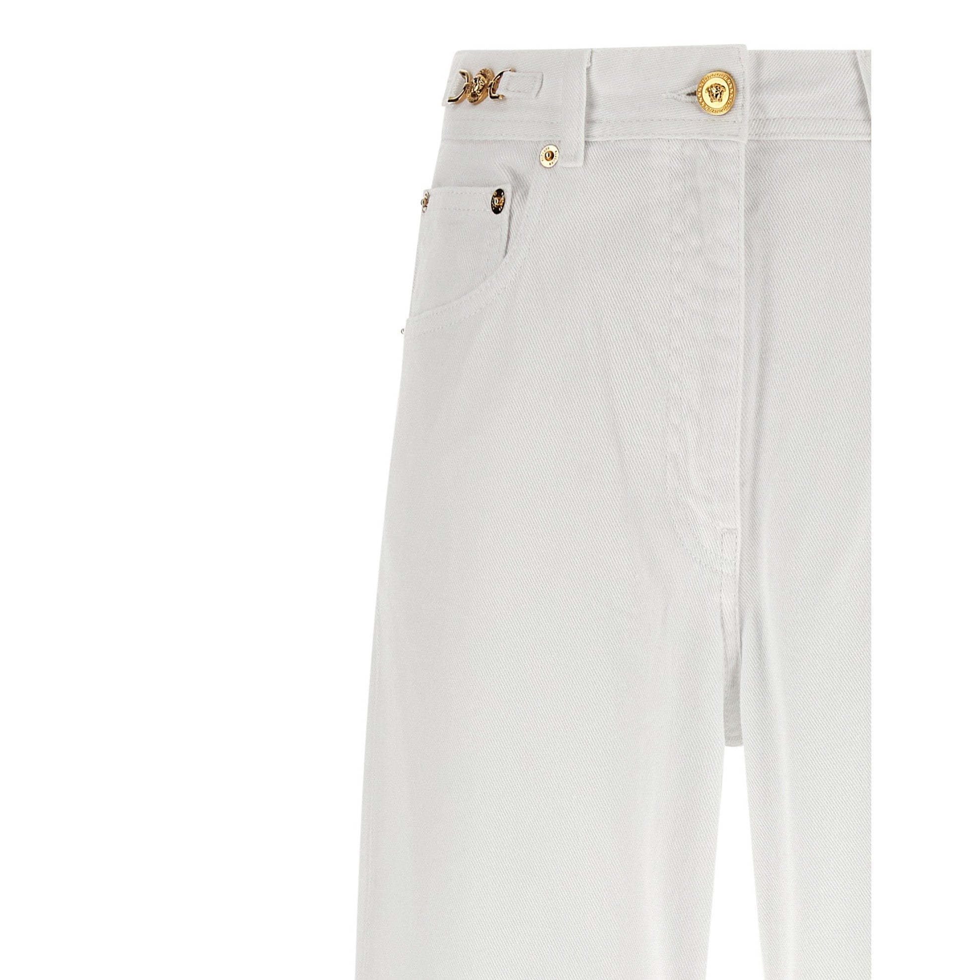 Versace White Cotton Straight-Leg Jeans