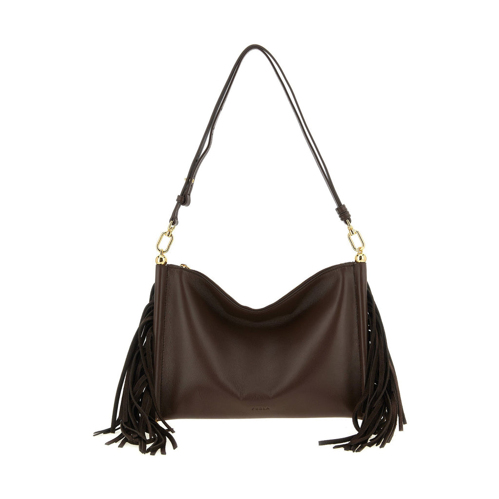 Furla Brown Lamb Leather Shoulder Bag