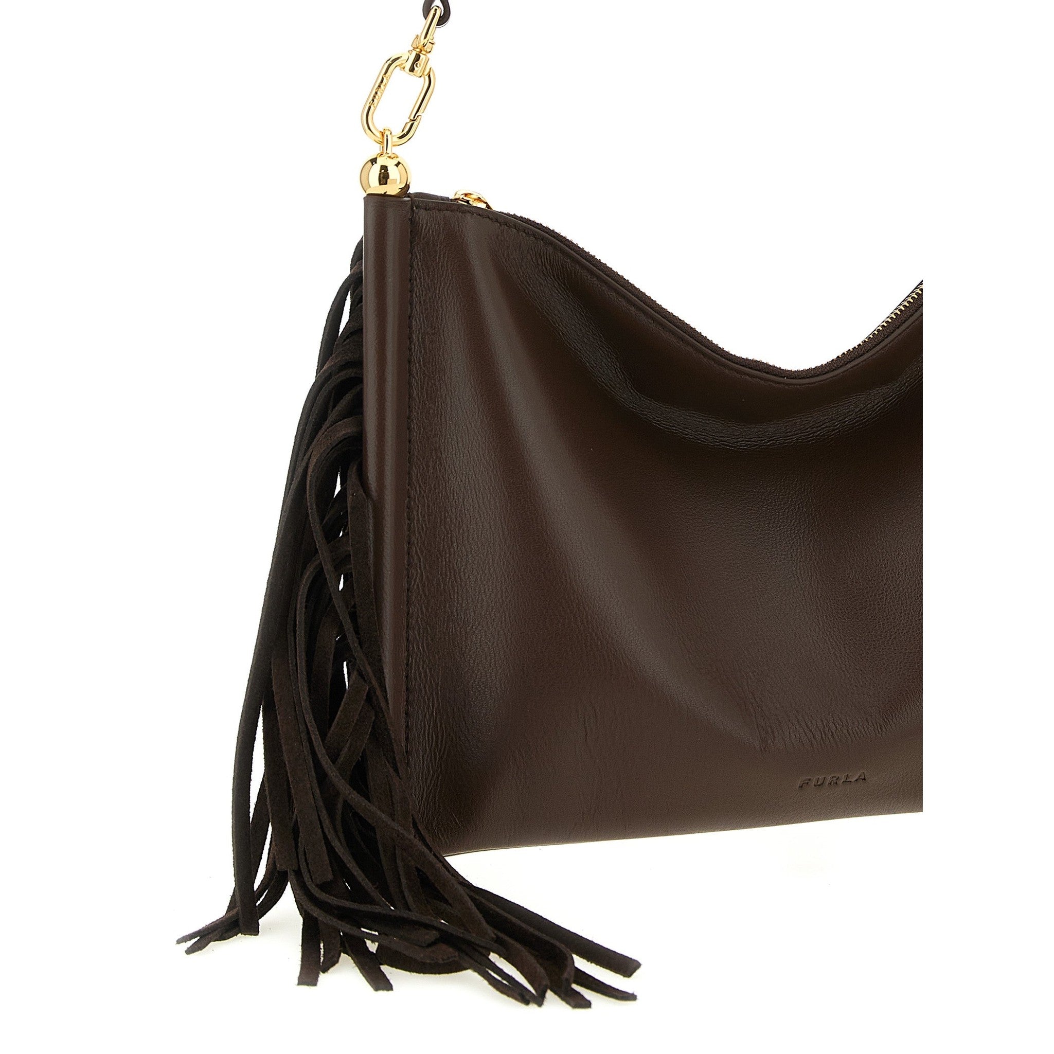 Furla Brown Lamb Leather Shoulder Bag