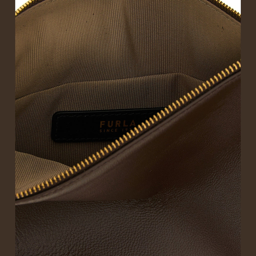 Furla Brown Lamb Leather Shoulder Bag