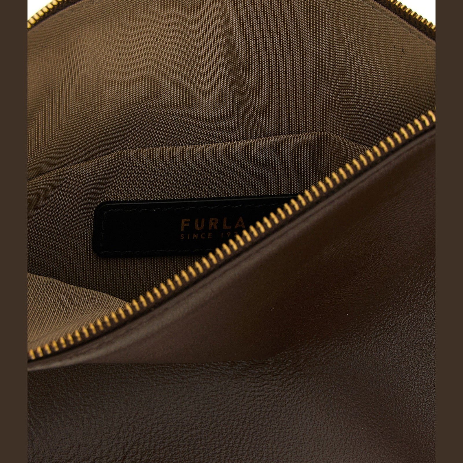 Furla Brown Lamb Leather Shoulder Bag