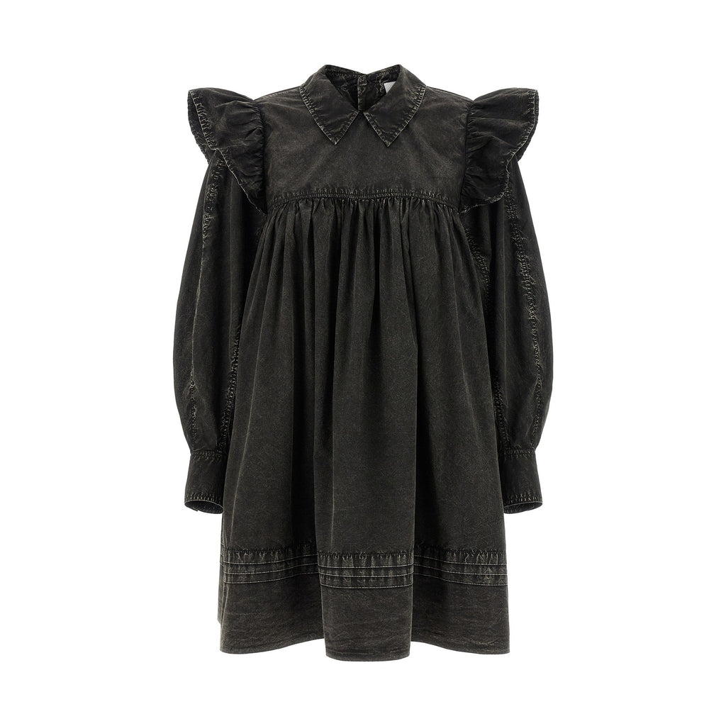 Ganni Black Organic Cotton Short Dress