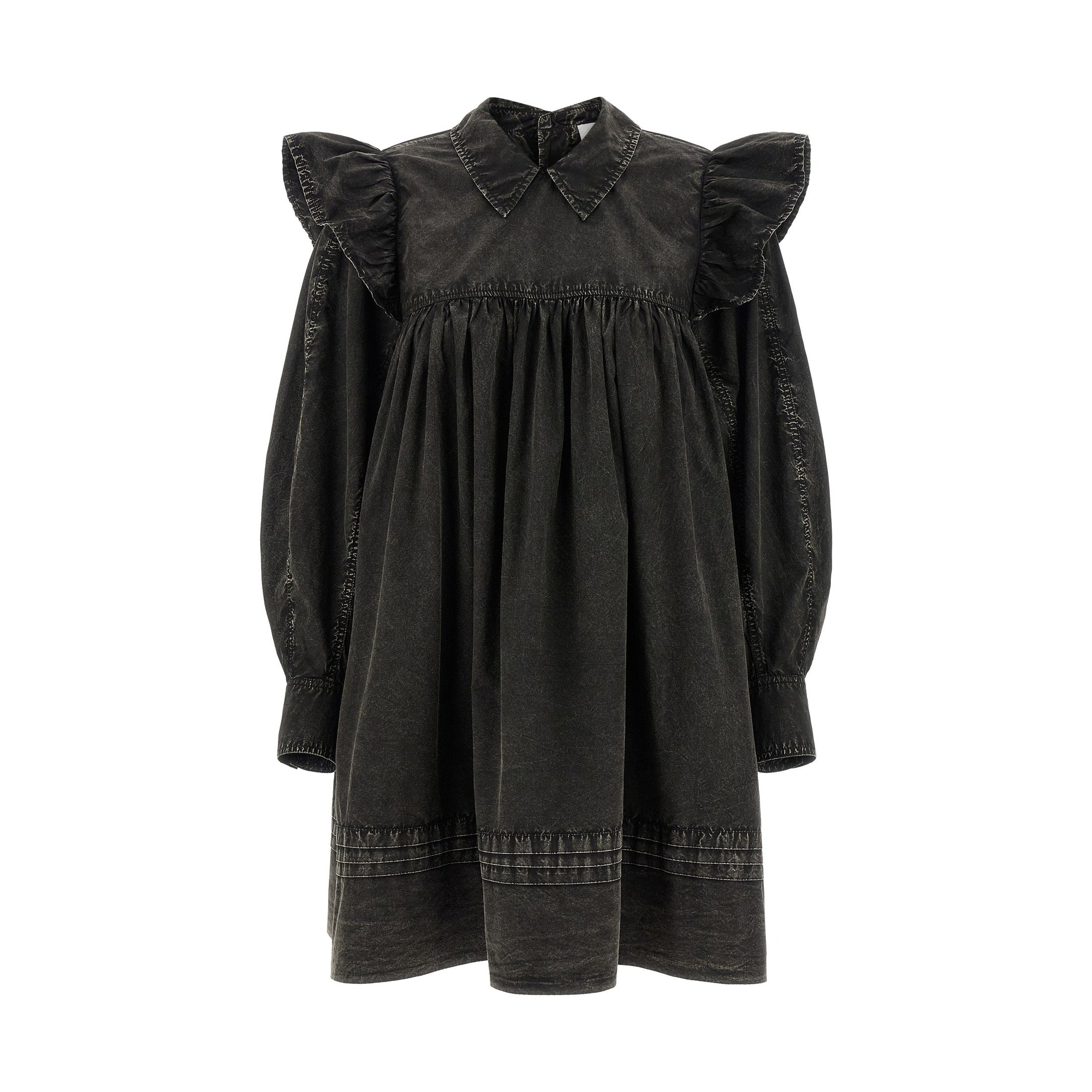Ganni Black Organic Cotton Short Dress