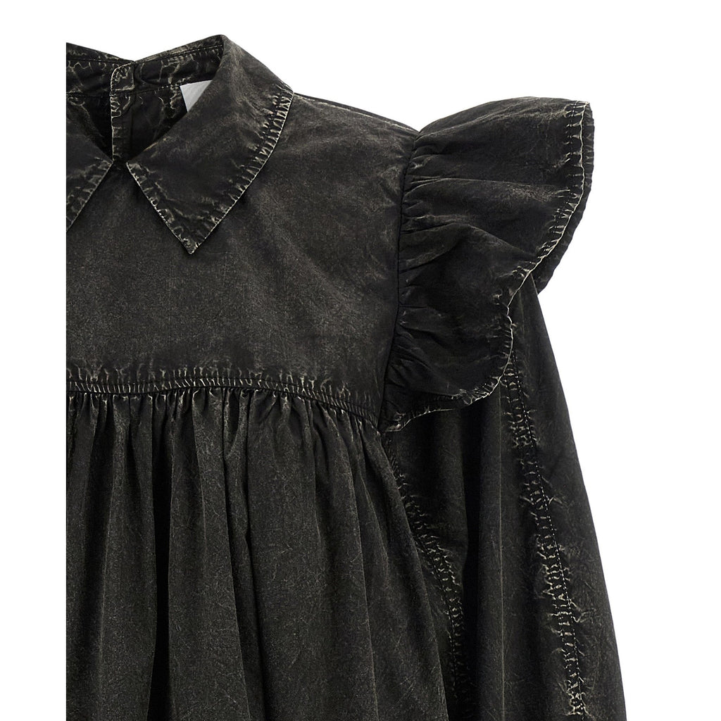 Ganni Black Organic Cotton Short Dress