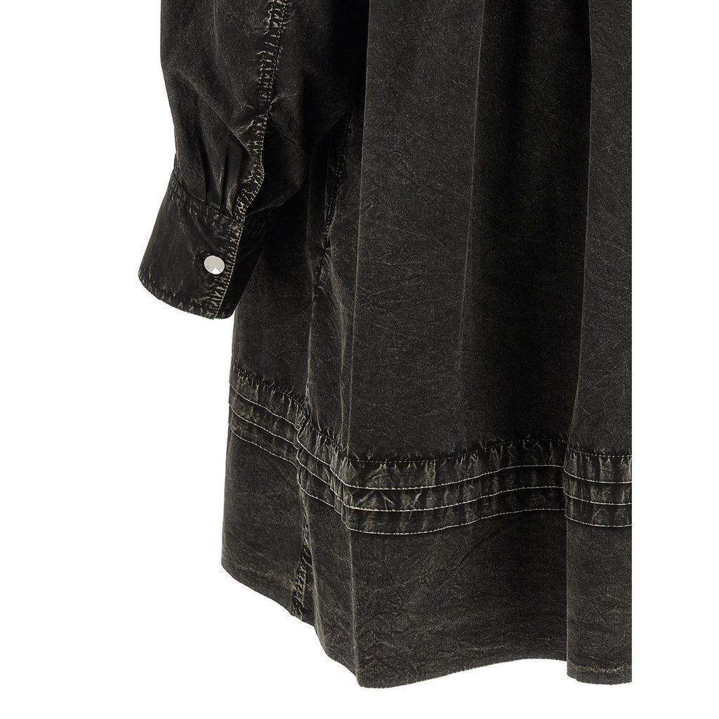 Ganni Black Organic Cotton Short Dress