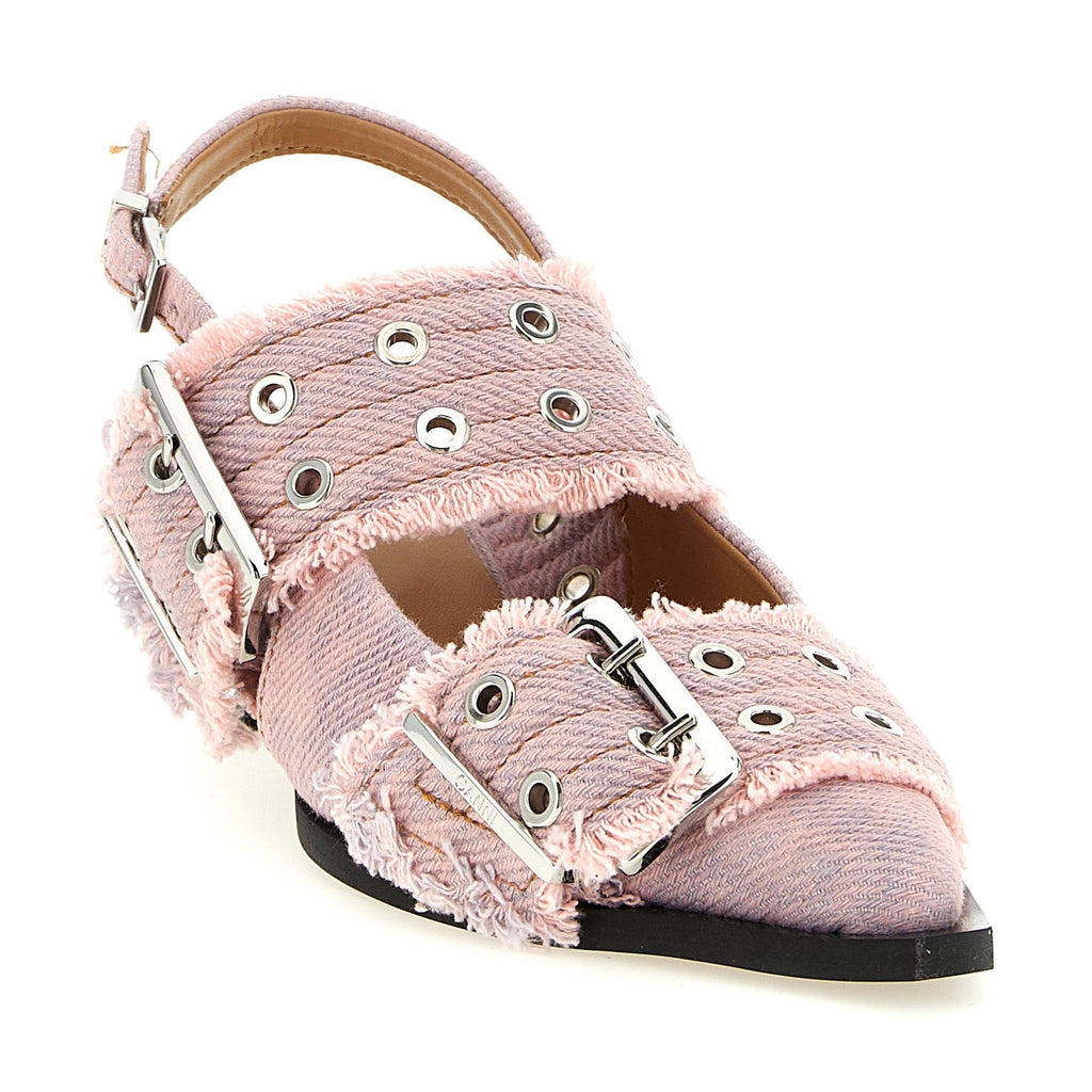 Ganni Multicolor Organic Cotton Mid Heel Pumps