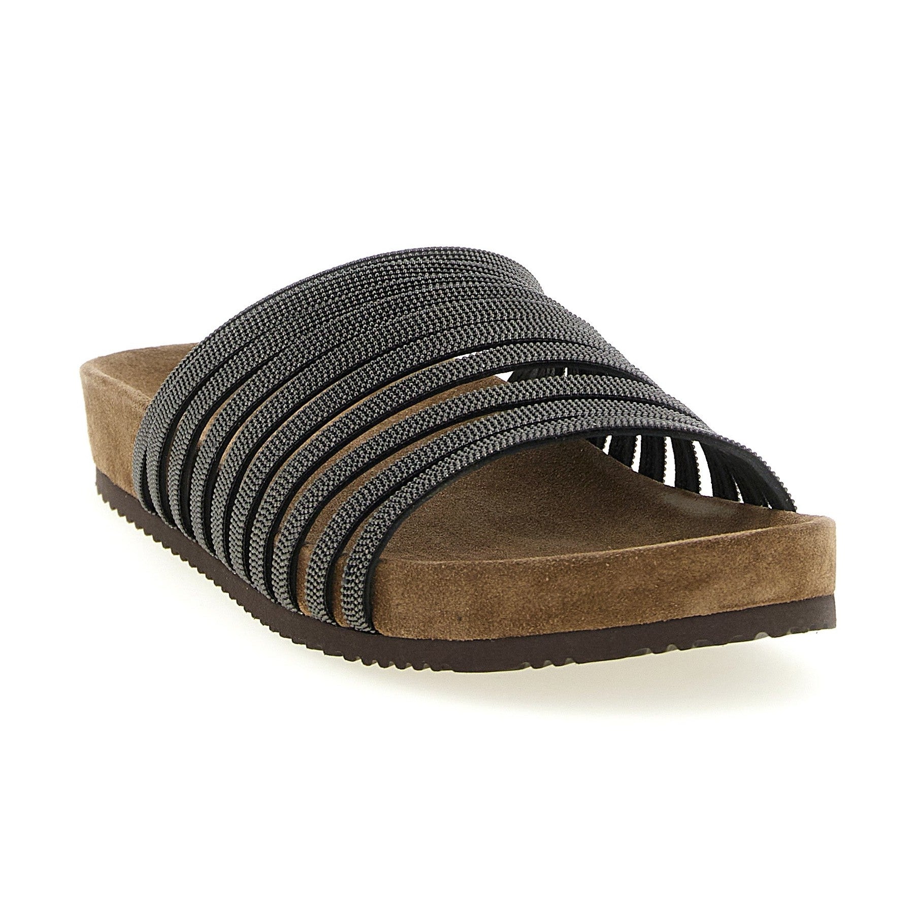 Brunello Cucinelli Black Lamb Leather Slides