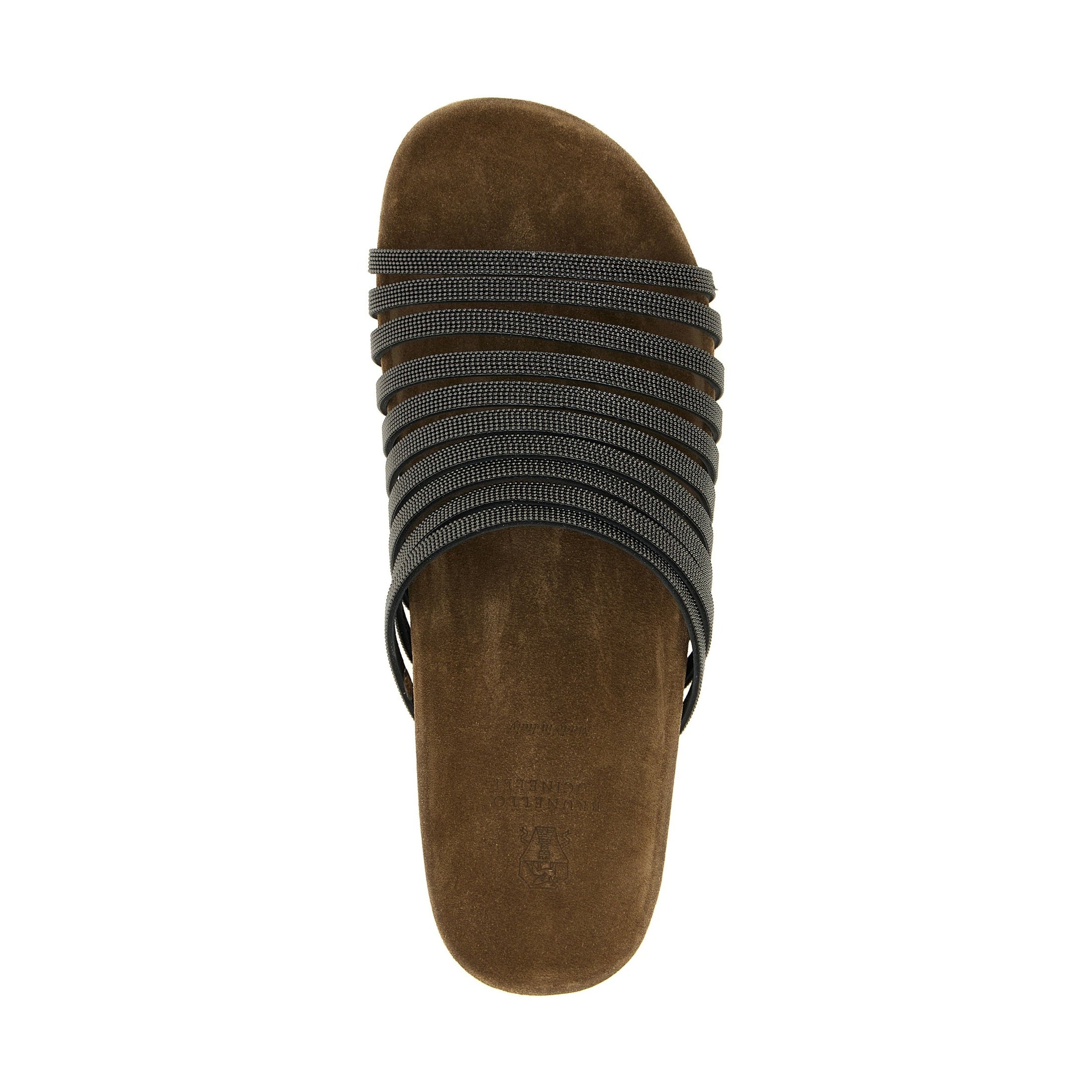 Brunello Cucinelli Black Lamb Leather Slides