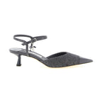 Jimmy Choo Gray Tencel Mid Heel Pumps